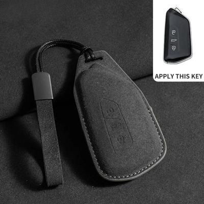 Suede Leather Car Key Case for Volkswagen VW Magotan Passat B8 TIGUAN MK2 Golf 8 2020 for Skoda Octavia A8 A7 2021 SEAT Leon MK4