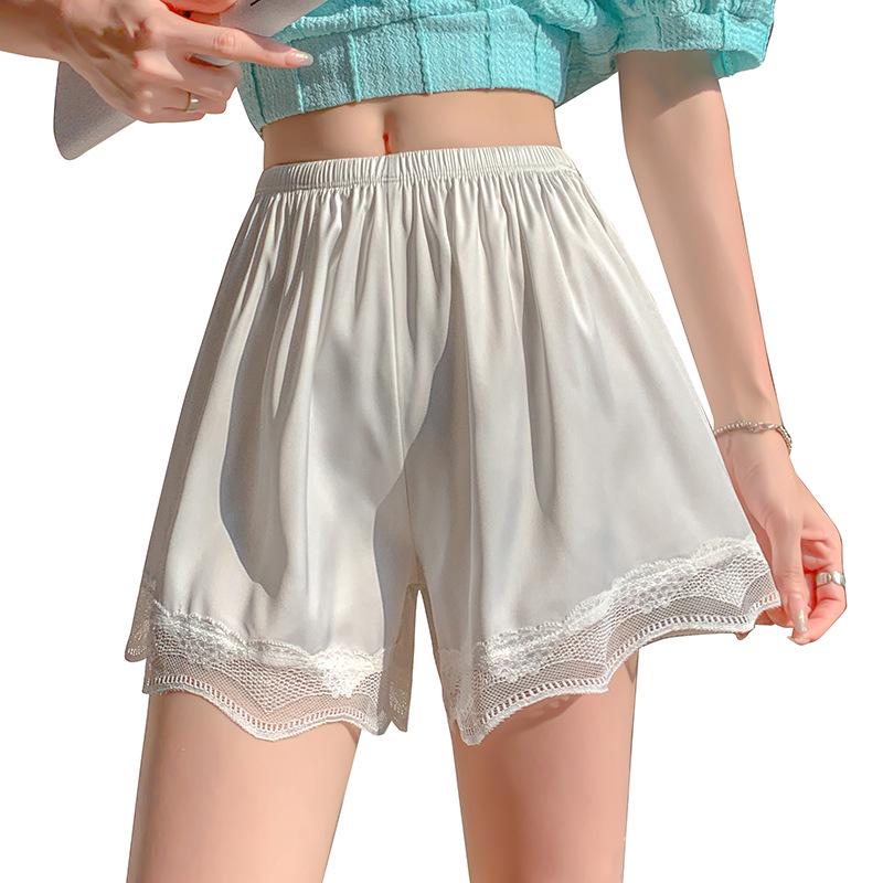 Lace Anti-Exposure Three-Point Home Shorts, Non-Curling Summer Safety Pants for Women