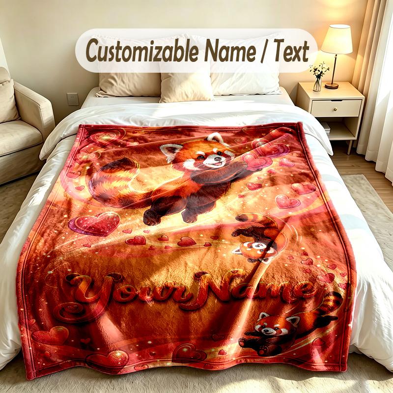 Valentine Love Theme Custom Blanket Personalized Name & Text Customized Soft Warm Throw Blanket Home Decor