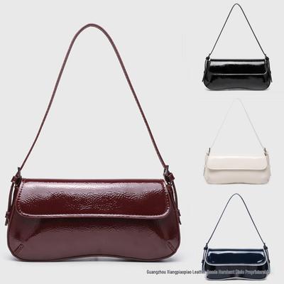 ZR Premium Lackleder Baguette Crossbody Tasche - Damen High-End Einfache Schulter- und Handtasche für unter den Arm.
