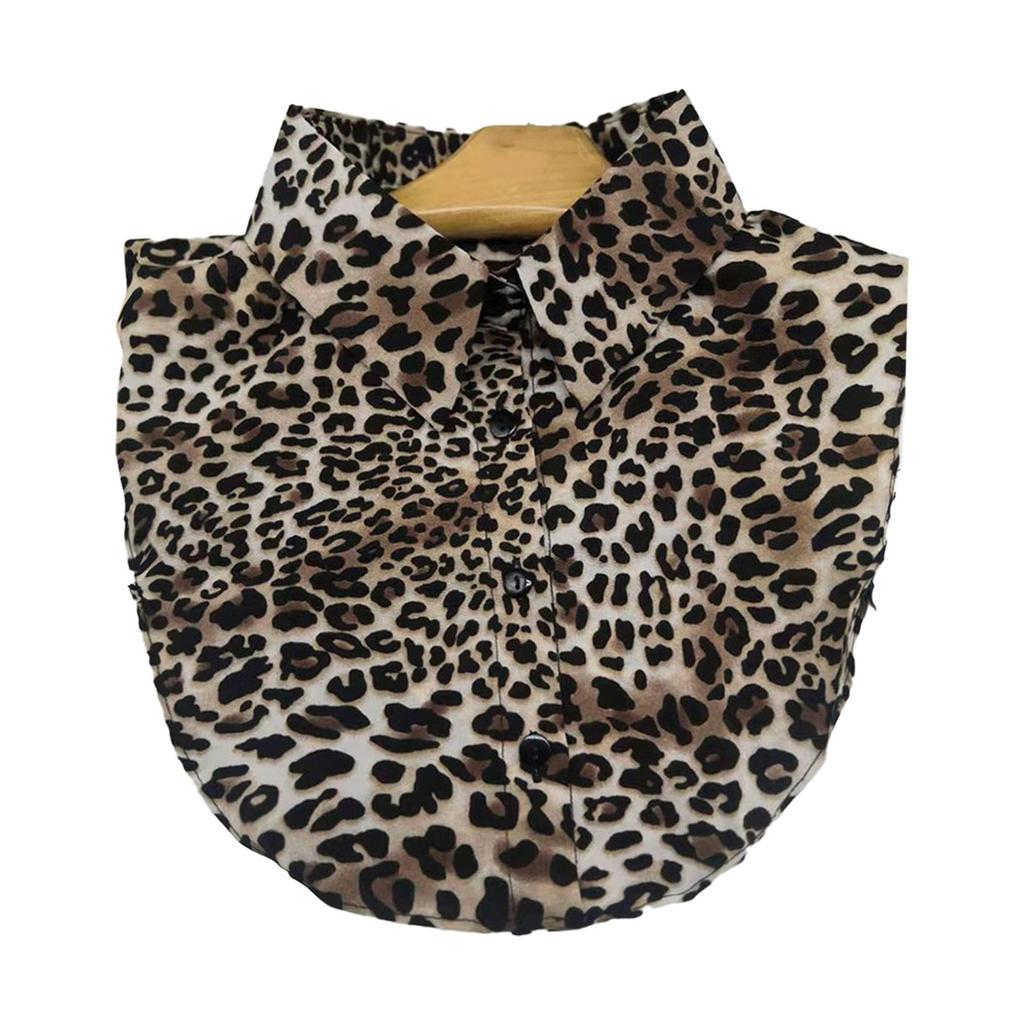 Women's Detachable Faux Collar Insert Leopard Snakeskin Print Half Shirt Blouse Lapel False Collar Decorative Favor