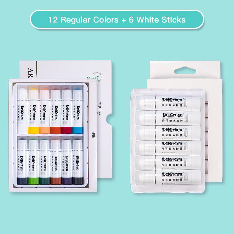 6-24 Colors Artist Soft Solid Gouache Paint Sticks/Pastels/Crayon Basic/Macaron Washable Non Toxic Graffiti Drawing Art Supplies