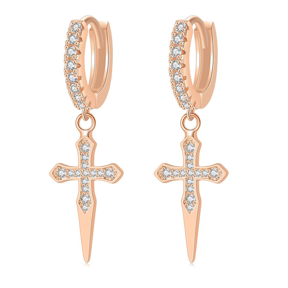 ZHOUYANG Hip Hop Punk Crosses Men's Earrings Personality Exquisite Ear Accessories Trend 2024 Women's Jewelry Wholesale OHE023