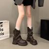Winter Platform Thick Heel Women Short Boots Fashion Belt Buckle Shoes Street Style Banquet Motorcycle Botas Mujer