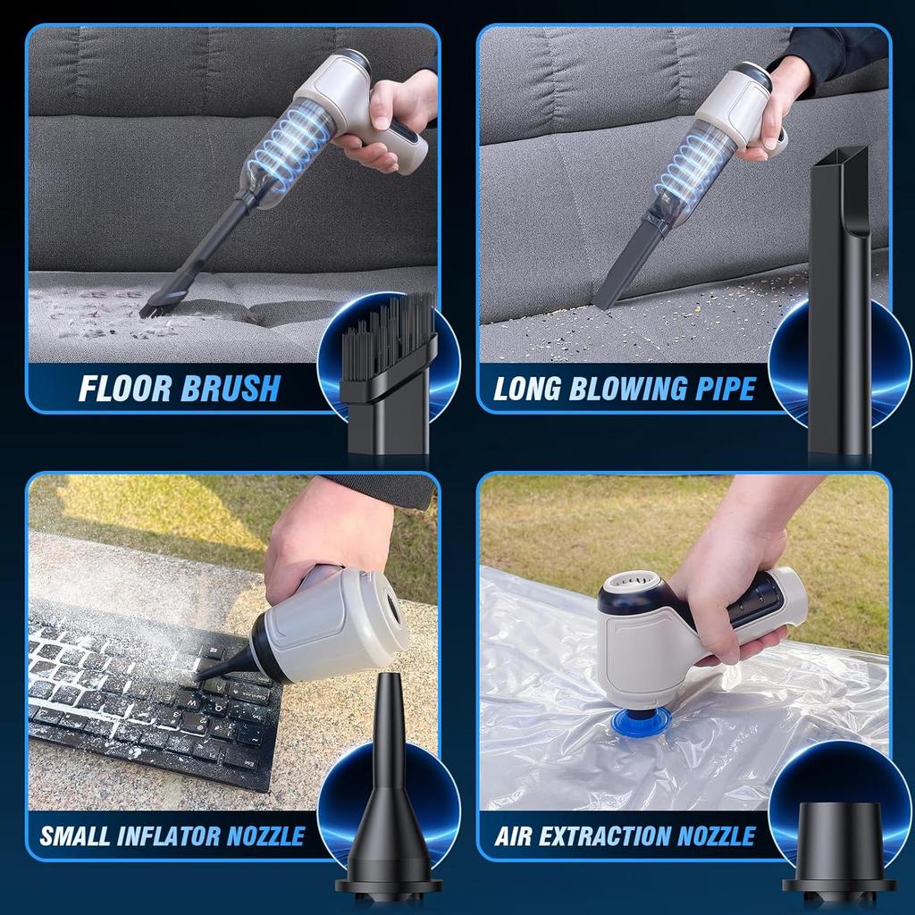 Handheld Car Vacuum - 15000Pa Cordless Wet/Dry, 120W High Power with Complete Accessory Kit for Cars, Pet Hair, Home & Office