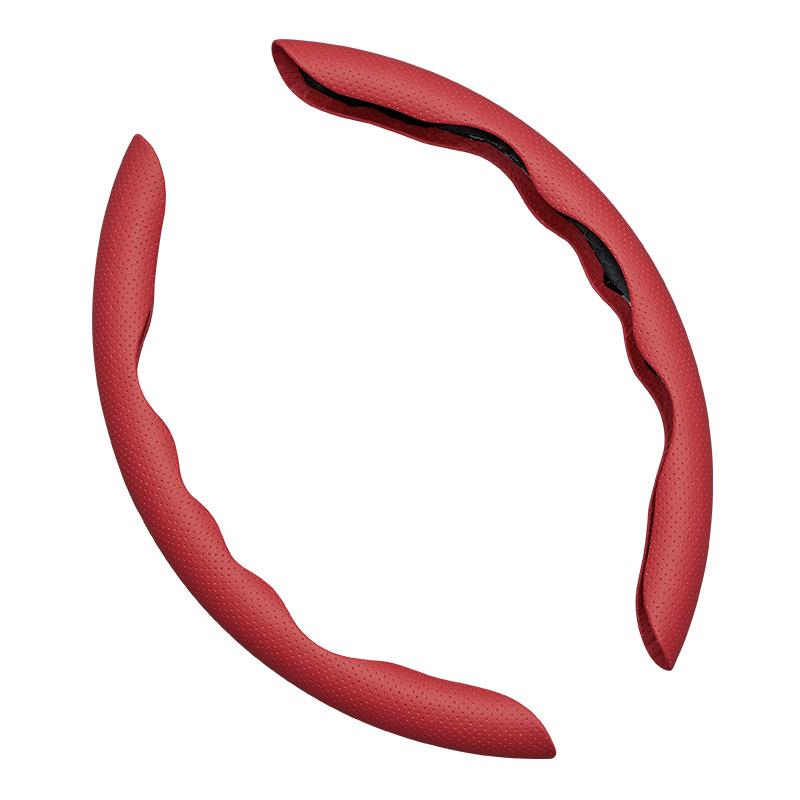 D-type Nappa Leather Anti-slip Perforated Steering Wheel Cover - Universal Fit, Four Seasons Use