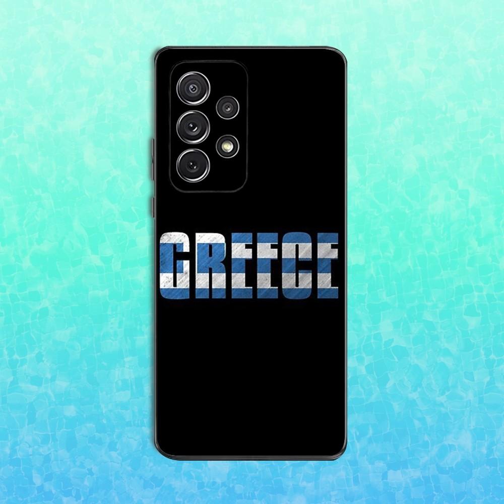 Greek Art Greece Flag Phone Case For Samsung S25,S24,S23,S22,S21,S20,S10,Ultra,Plus,Lite,FE,Soft Silicone Black Cover