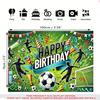 1pc 2D Flat Soccer Theme Birthday Backdrop Banner Soccer Elements Birthday Decorative Banner For Garden Patio Indoor Outdoor Scene Decor
