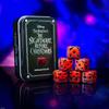 USAOPOLY The Nightmare Before Christmas Premium Dice Set  Collectible D6 Dice  Red & Black Custom Dice with Collector's Tin Case  Officially Licensed