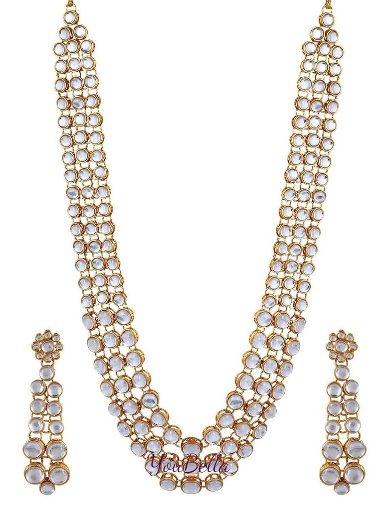 Fashion Jewellery Gold Plated Kundan Traditional Necklace for Women Party Wear & Wedding Wear Jewellery Set