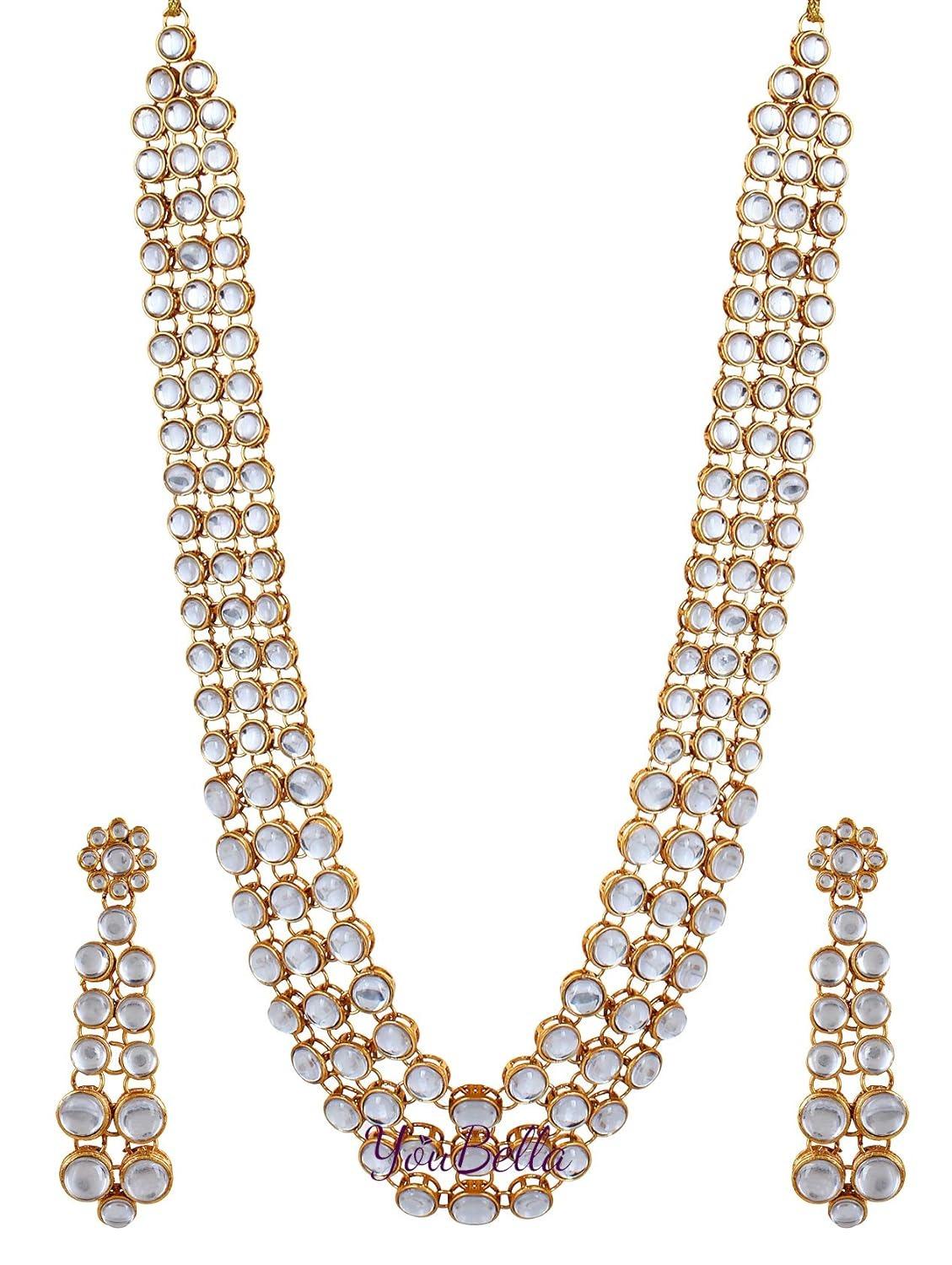 

Модная бижутерия Позолоченное Кундан Традиционное Ожерелье для Женщин Для Вечеринки и Свадьбы Набор Ювелирных Изделий Onesize