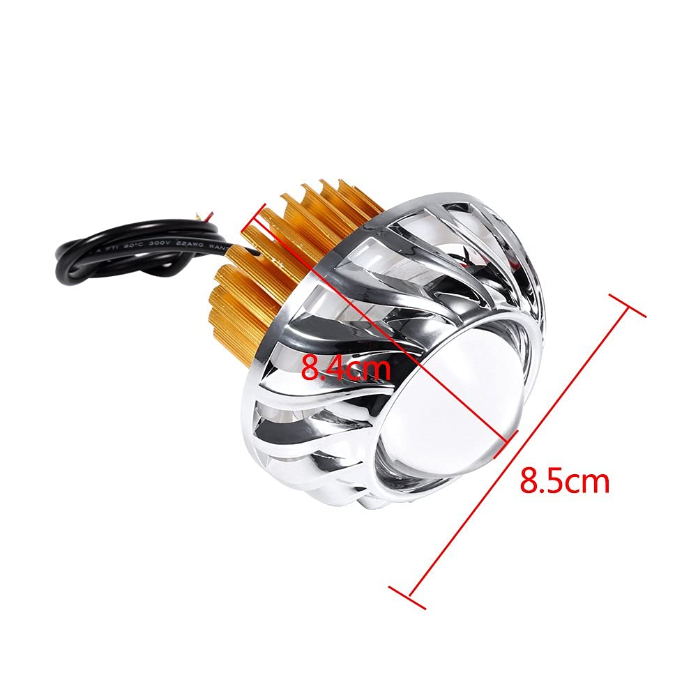 Motorcycle LED Headlight Projector Squid Ring Qiilu LED Projector Lens Dual Halo Angel Devil Eye Spot Light Motorcycle Headlight (Blue)
