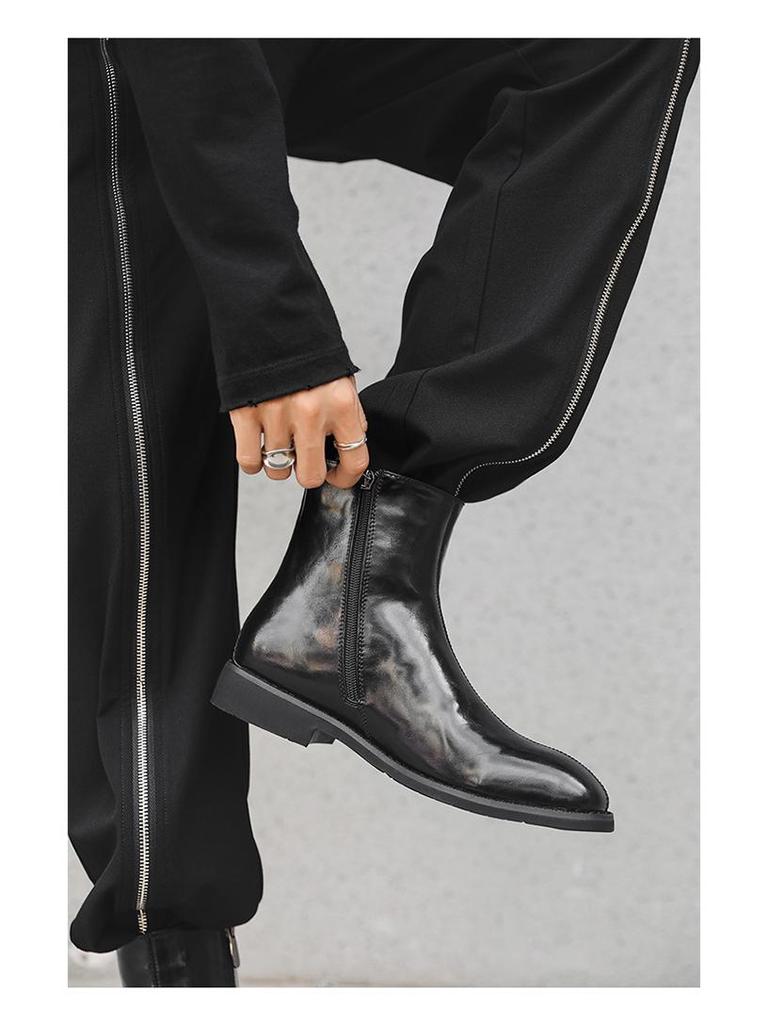 British-Style High-Top Chelsea Martin Boots with Side Zipper - Casual Leather, Autumn/Winter 2024