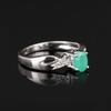 Sakota Emerald Oval Ring White Topaz 925 Sterling Silver Rhodium Plated Jewelry
