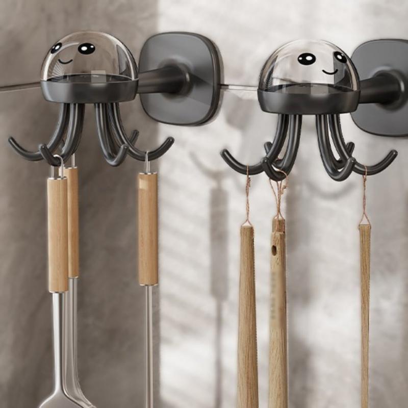 Kreativ blekksprutstil roterende krok vegg selvklebende hengestativ oppbevaringskrok