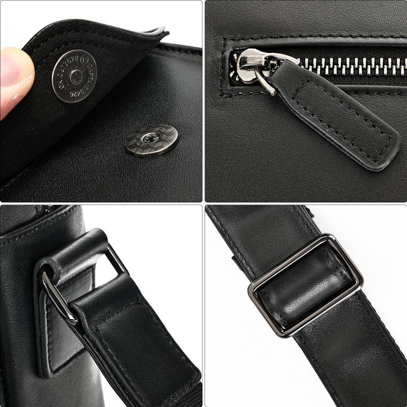 Leather Men's Casual Travel Shoulder Bag Large Capacity Retro Portable Crossbody Small Square