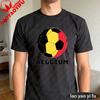 Belgium Flag Soccer Ball Printed Shirt Summer Daily Life Unisex Cotton Tshirt Belgian Soccer Fan Casual Wear Soccer Part Supplies