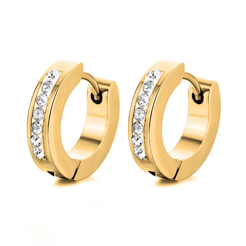 Punk Stainless Steel Hoops Earrings for Men Silver Color Crystal Earring Man Punk Style Cubic Zirconia Jewelry Male Accessories