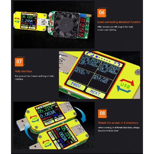 UM Series USB Color Display Tester Micro Voltage Meter Current Detector Voltmeter Battery Charge Measurement