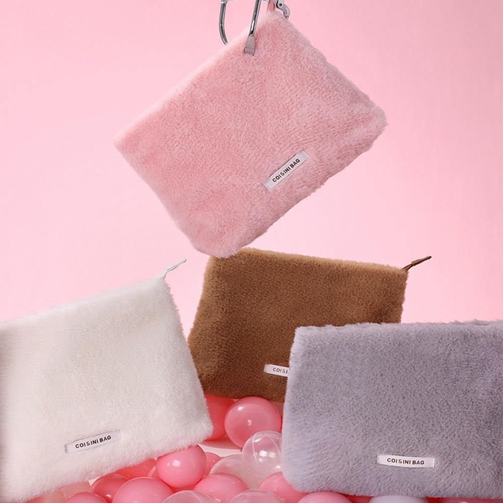 

Ins Plush Clutch Bag Large Capacity Flat Top Bag Beauty Plush Cosmetic Bag Girl