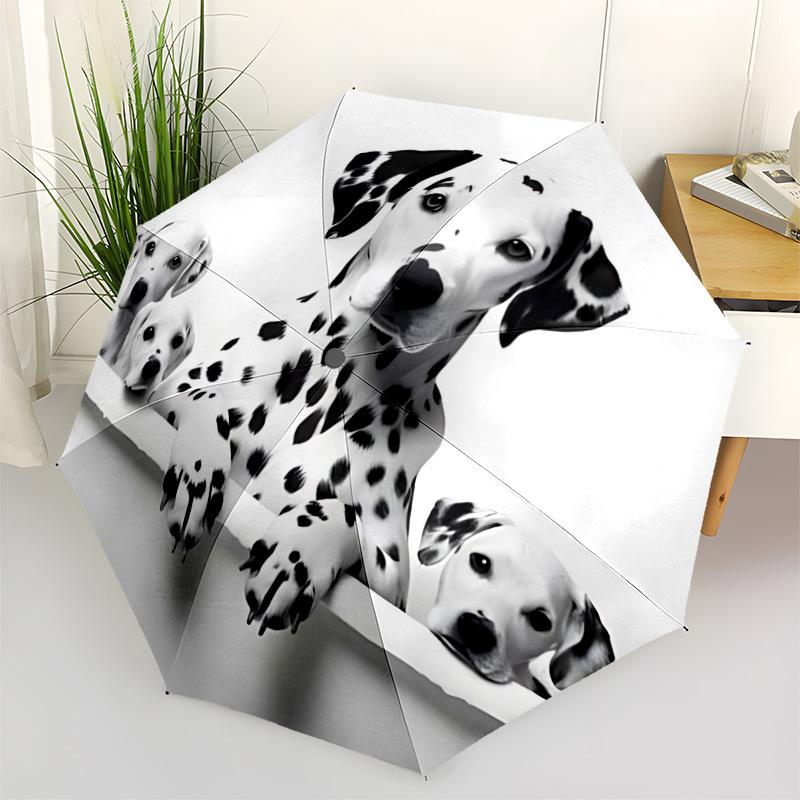 1pc Dalmatian Puppies Automatic Open/Close Umbrella 8-Rib Strong Frame, Portable Travel Umbrella for Women & Men, Birthday Gift Parties 024
