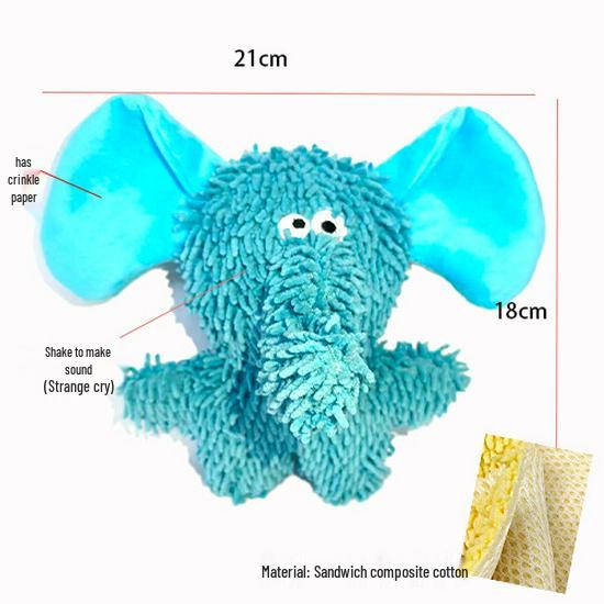 

Mop Plush Elephant Dog Toy: Sound, Bite-Resistant & Energy-Consuming Teething Play for Boredom Relief Approximately 18cm
