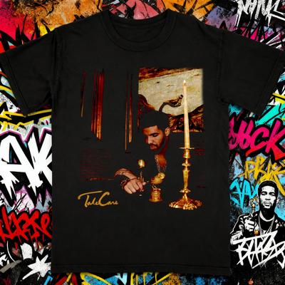 2025 Summer Drake Take Care Retro Rap T-shirt, Hip-hop Street Men Women Pure Cotton Printed Plus-size Casual Breathable T-shirt