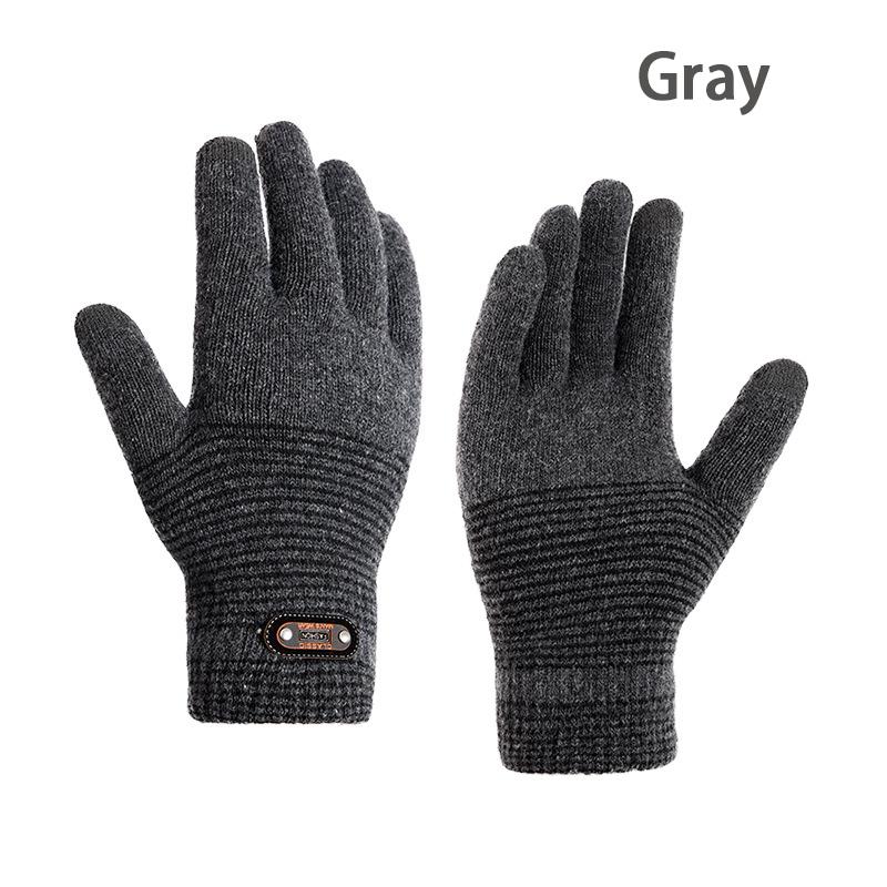 Winter Thick Knitted Warm Gloves for Men and Women Touch Screen Full Finger Gloves Lined Velvet for Cycling Sports Accessories