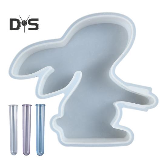 

1 комплект вазы для цветов в виде кролика с 3 пробирками для гидропонных растений, станция для размножения растений в виде пасхального кролика, эпоксидная смола, литье, силиконовая форма Sets