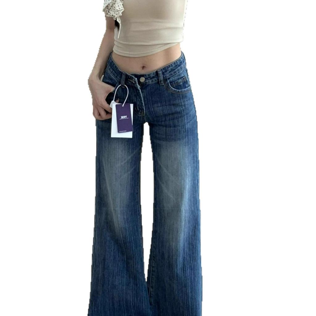 Big Yard High Street Lazy Wind Micro Flared Wide-Leg Jeans Women Autumn Low-Waist Slim Drag Floor Trousers Jeans for Women Long Denim Pants