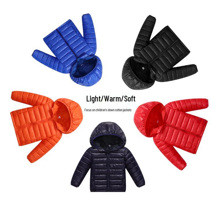 2025 Winter Kids' Down Cotton Jacket - Boys & Girls Solid Color Lightweight Coat for Autumn & Winter