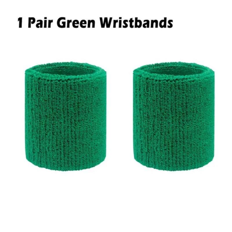 1 Pair Solid Color Wrist Protection Sports Anti-sweat Wristband with Sweat Absorption Breathable Sports Accessories
