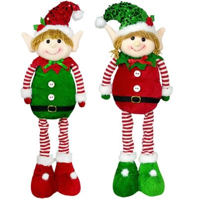 Ornamento de Boneca de Pelúcia Elástica Altura Ajustável Telescópica Figura de Pelúcia Decoração de Natal para Sala de Estar Quarto