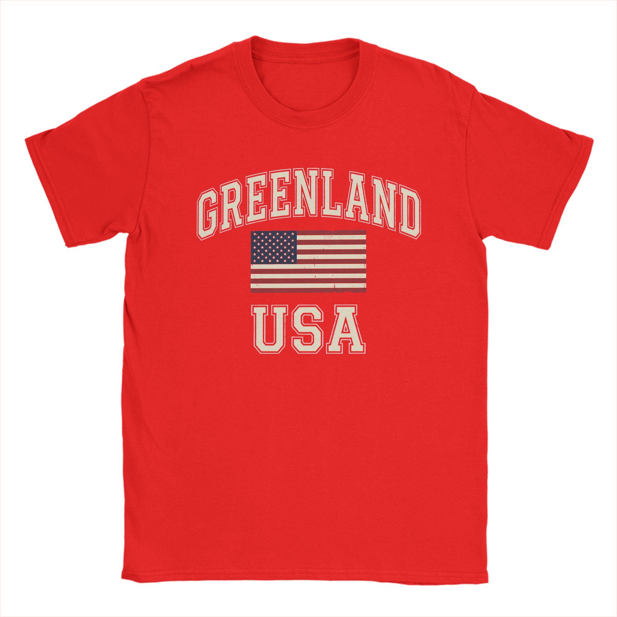 

Greenland Vintage USA Flag TShirts Men Vintage 100 Cotton Tees Round Collar Short Sleeve T Shirt Classic Tops S