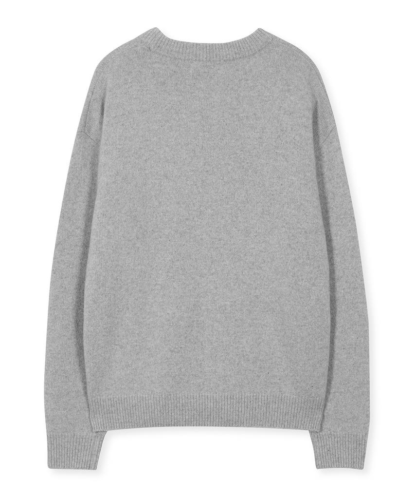 WEST GRAND BOULEVARD Semi-Over Wool Blended Knit Light Grey