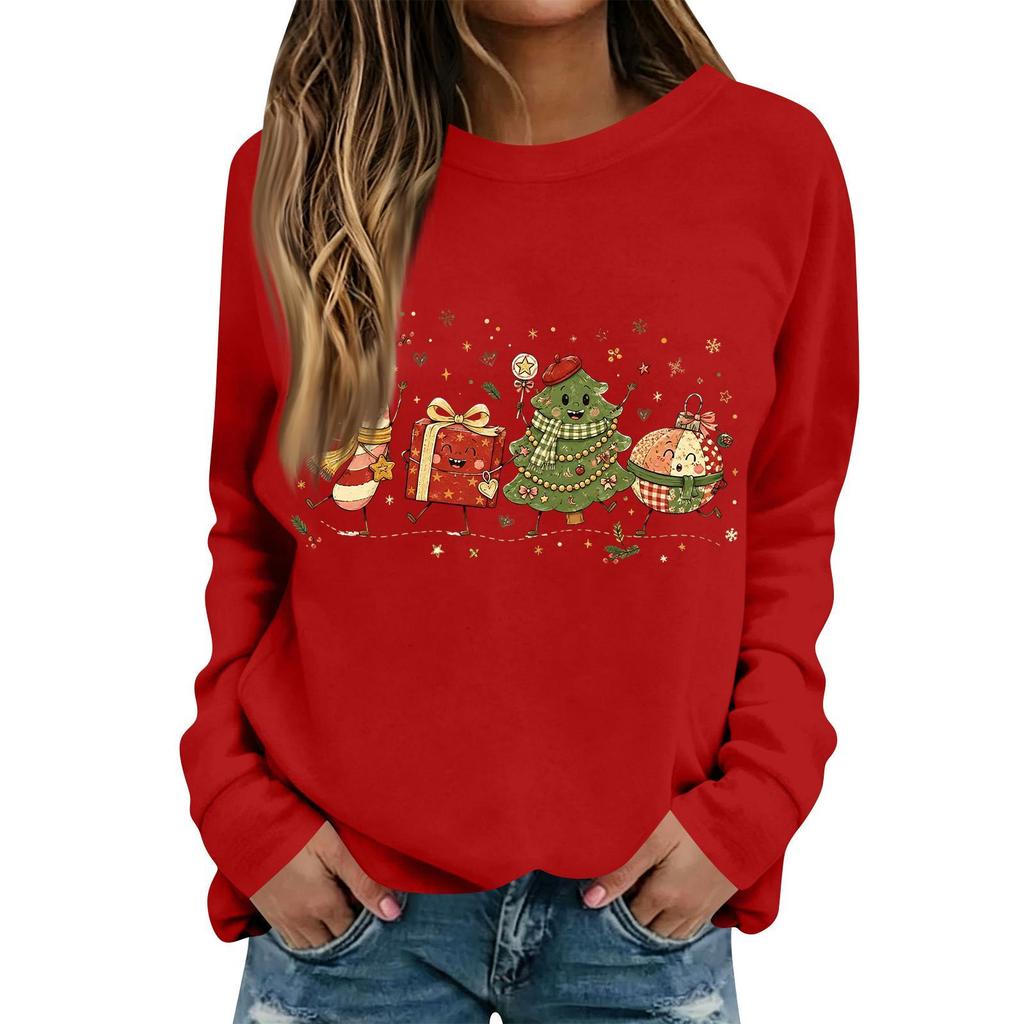 Women's Casual Christmas Print Long Sleeve Neck Top