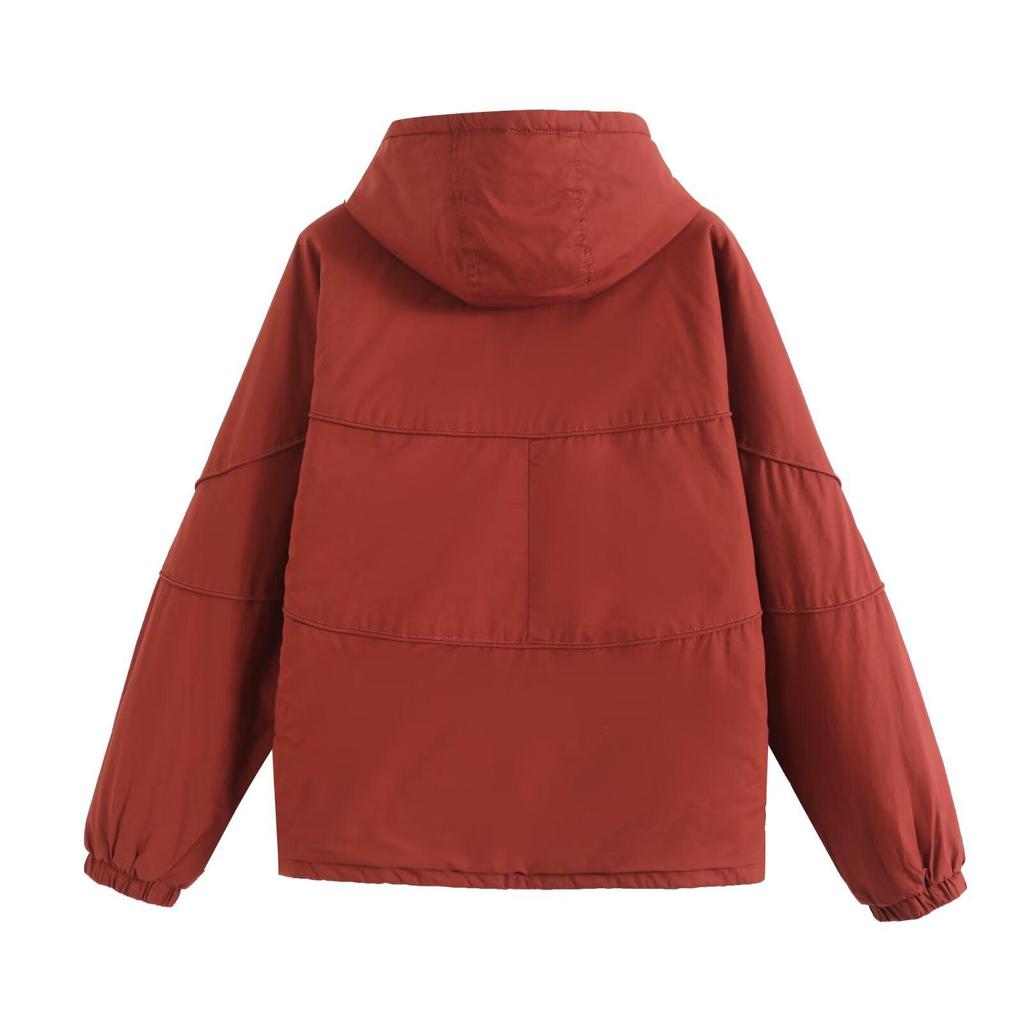 2024 Autumn Women's Fashion: European & American Style Hooded Long Sleeve Cotton Jacket - Versatile, Simple, Loose Fit In Five Colors.