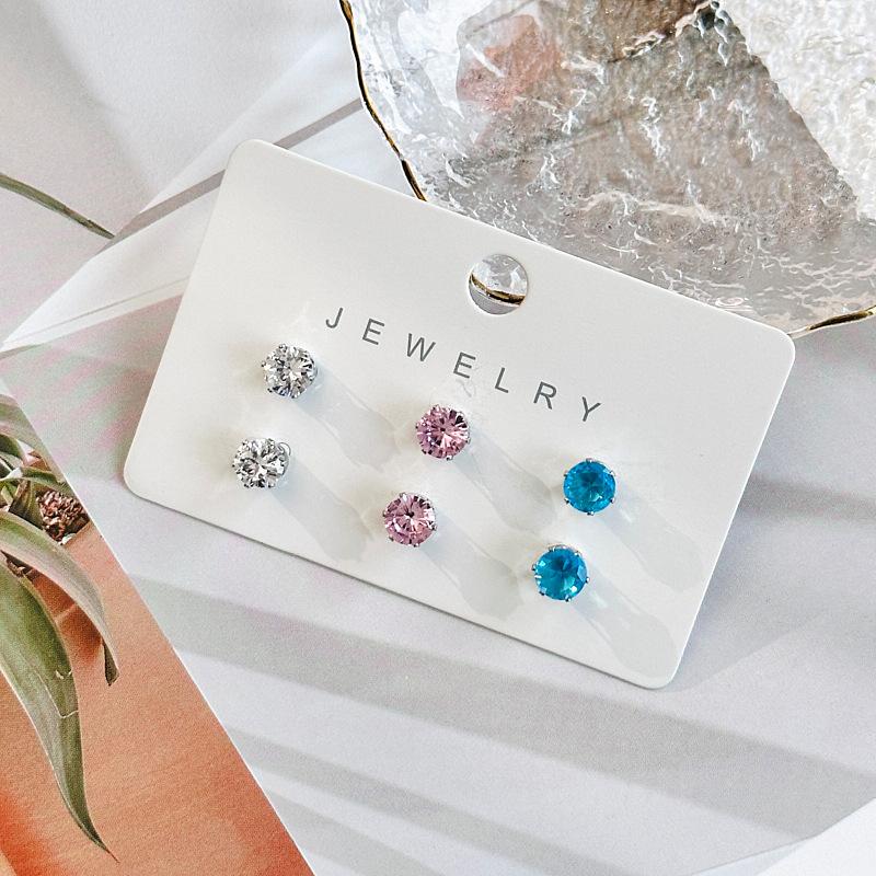 2/4/6/8Pcs Daily Versatile Chic Ear Jewelry Gifts Accessories Shiny Zircon Magnetic Stud Earrings Set For Women Men