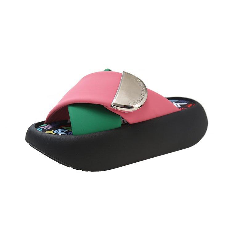 Fashion Female Shoes Summer Clogs Woman Multicolored Sandals Cross-Tied Low Ladies' Slippers Rubber Flip Flops Platform 2025 Beach