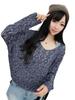 Cardigan a Maglia Larga Svuotato Scollo a V Monocolore Autunno Cappotto Sottile Pullover da Donna Maniche a Raglan
