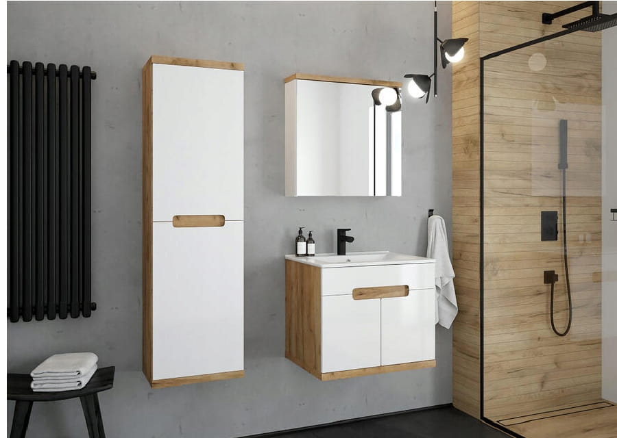 Ronda White Gloss Wall-hung Bathroom Mirror Cabinet 60x50 Cm