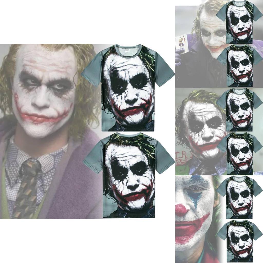 Trendy Joker 3d Print T-shirt Short Sleeve Loose Fit Round Neck Tee Polyester