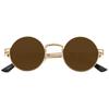 Kursan Round Sunglasses Women Men Hippie Glasses Retro Metal Frame Sunglasses UV 400 Gold M Protection, Frame/Brown. ,