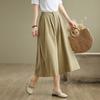 Real Shot Summer New Cotton and Linen Literary Loose Casual Retro Nine-point Wide-leg Pants Women