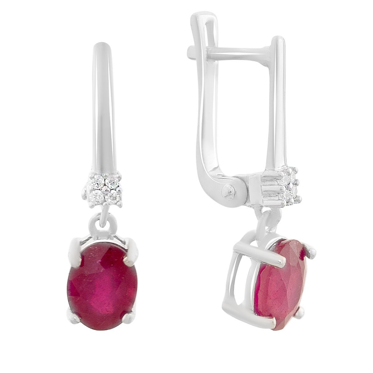 

Срібні сережки з блакитним кварцом і фіанітами. (2165620) rubine червоний колір