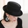 Elegant Trendy Top Hat French Flat Hat Spring and Summer Concave Top Curled Brim Hat Women's Sun Hat Foreign Style Fashion Hat