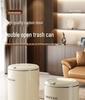 Light Luxury Pedal-Operated Metal Trash Can with Dual Lid, Large Capacity for Bathroom & Living Room