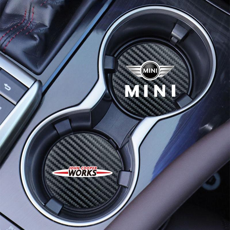 2 Pièces Sous-verre en Cuir Anti-bruit Coussinet pour Tasse à Eau Pour BMW MINI WORKS One Cooper JCW R60 R59 R58 R57 R56 R55 R53 R52 F55 F56