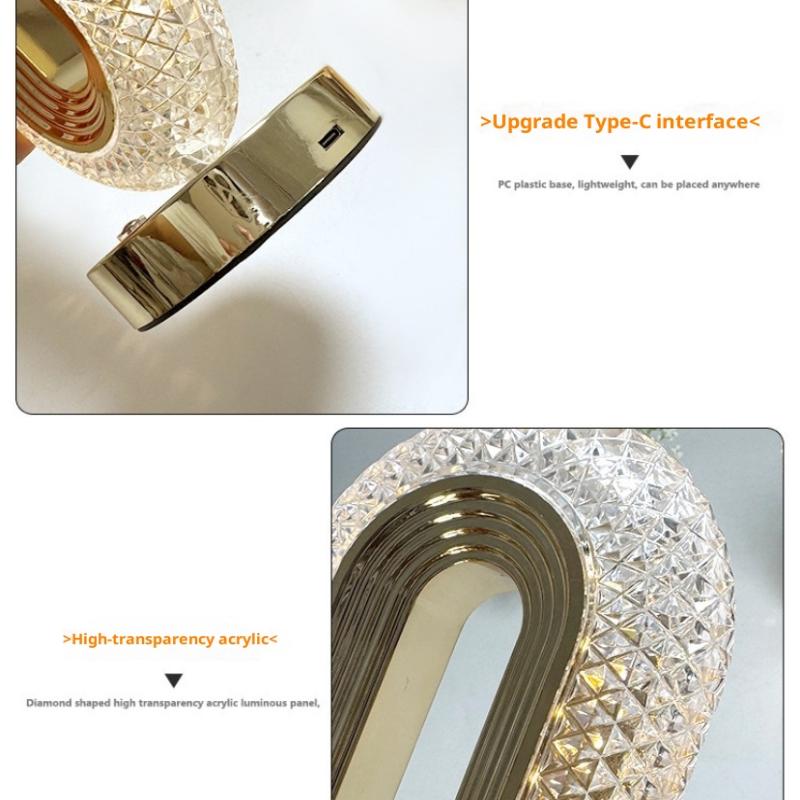 Creative High-End Crystal Table Lamp Home Office Decoration Usb Rechargeable Atmosphere Desk Lamp Luxury Simple Night Light