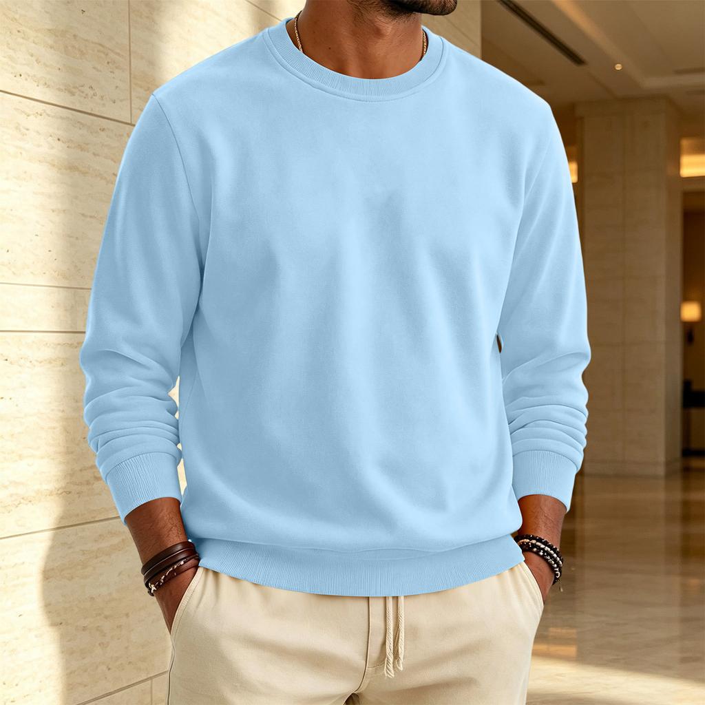 Heren Sweatshirt met Voering en Ronde Hals Casual Kleur Pullover